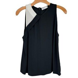 A.L.C. Womens Sleeveless Blouse Black Size 10 white color block